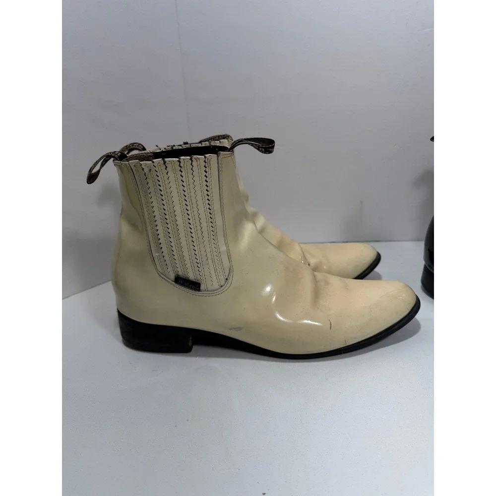 Falcon Bota Botin set 2 pairs Cream & black Patent Leather Chelsea Boots Mexico